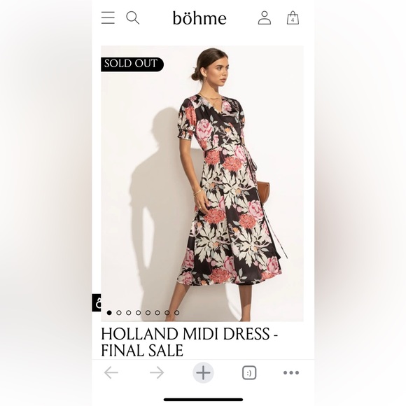 Bohme Holland Midi Dress - XS / Black - Picture 1 of 2